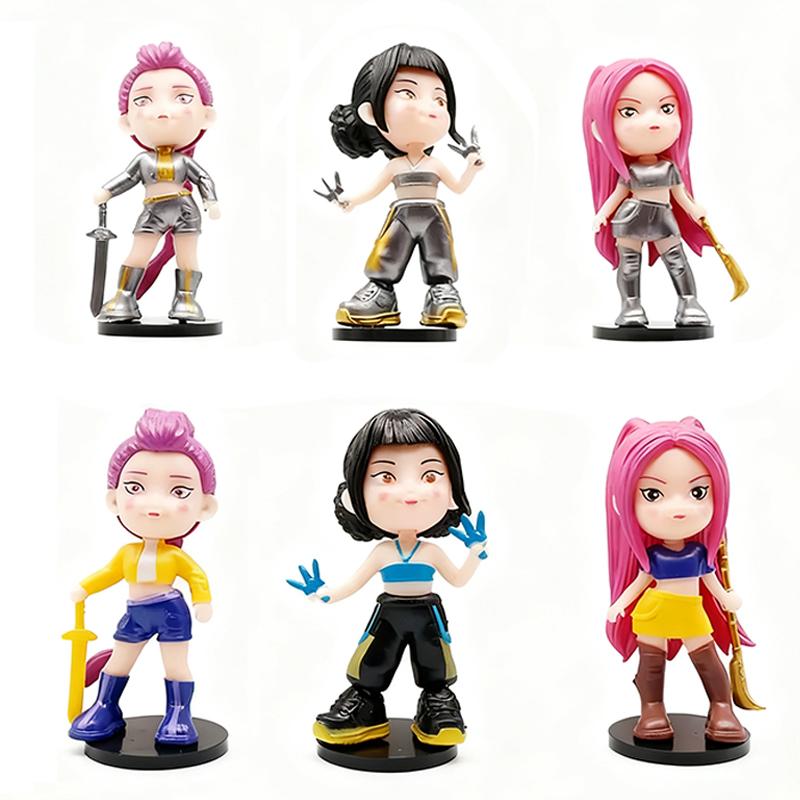 6Pcs/set New Kpop Demon Hunters Figure Series Anime Handmade Model Trendy Bedroom Decoration Boy Girl Gift Box Gifts