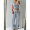 2026 Spring/Summer New Striped Top High-Waisted Slimming Wide-Leg Pants Women's Casual Suit