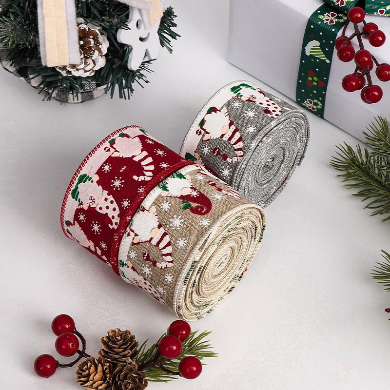 5m Flax-Like Hemming Band Santa Claus Ribbon Decorative Craft Ribbon Santa Claus Craft Tape