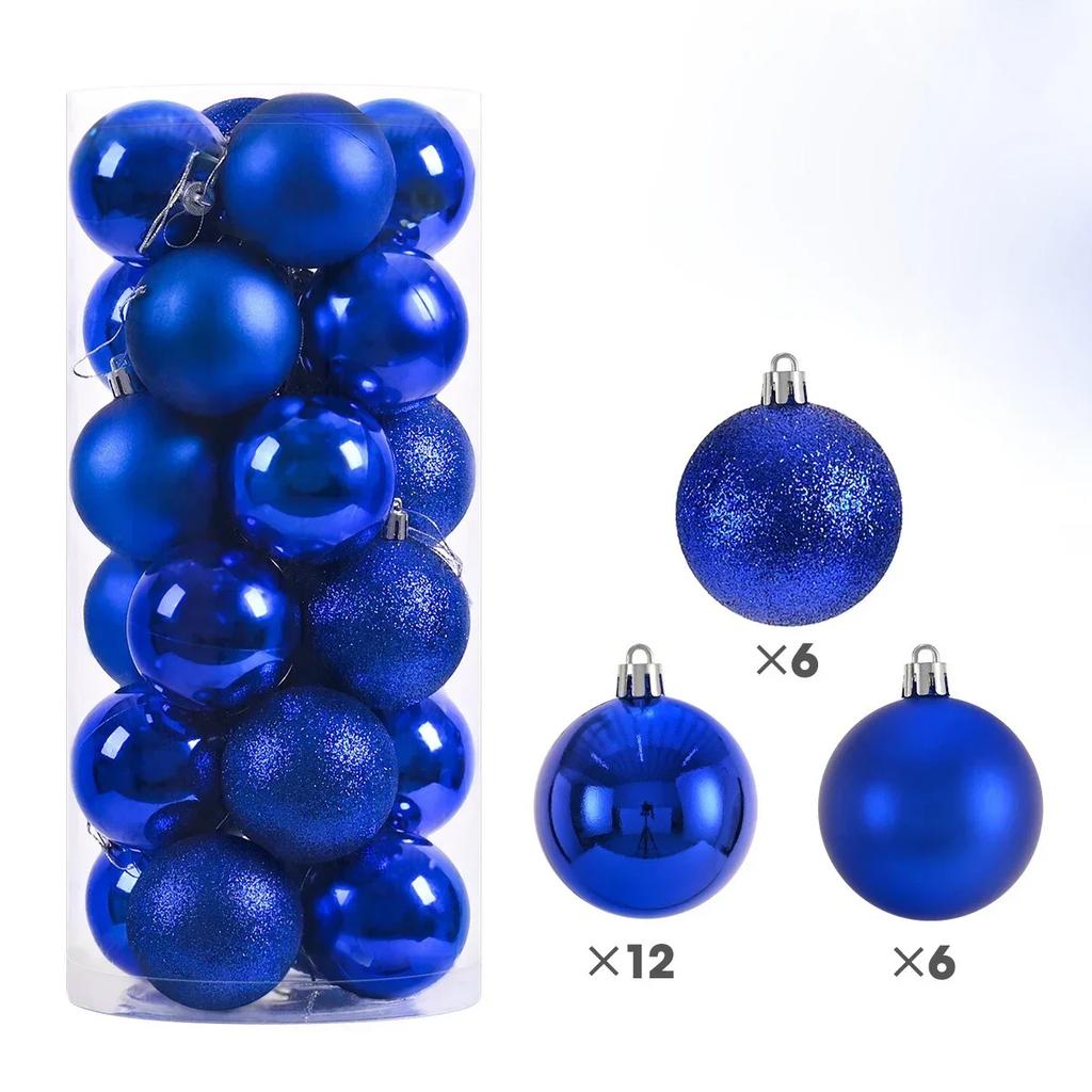 3/4/6cm 24Pcs Christmas Tree Balls Multicolor Xmas Ball Decorations Glitter Christmas Baubles Ornament Ball Party Home Decor lij