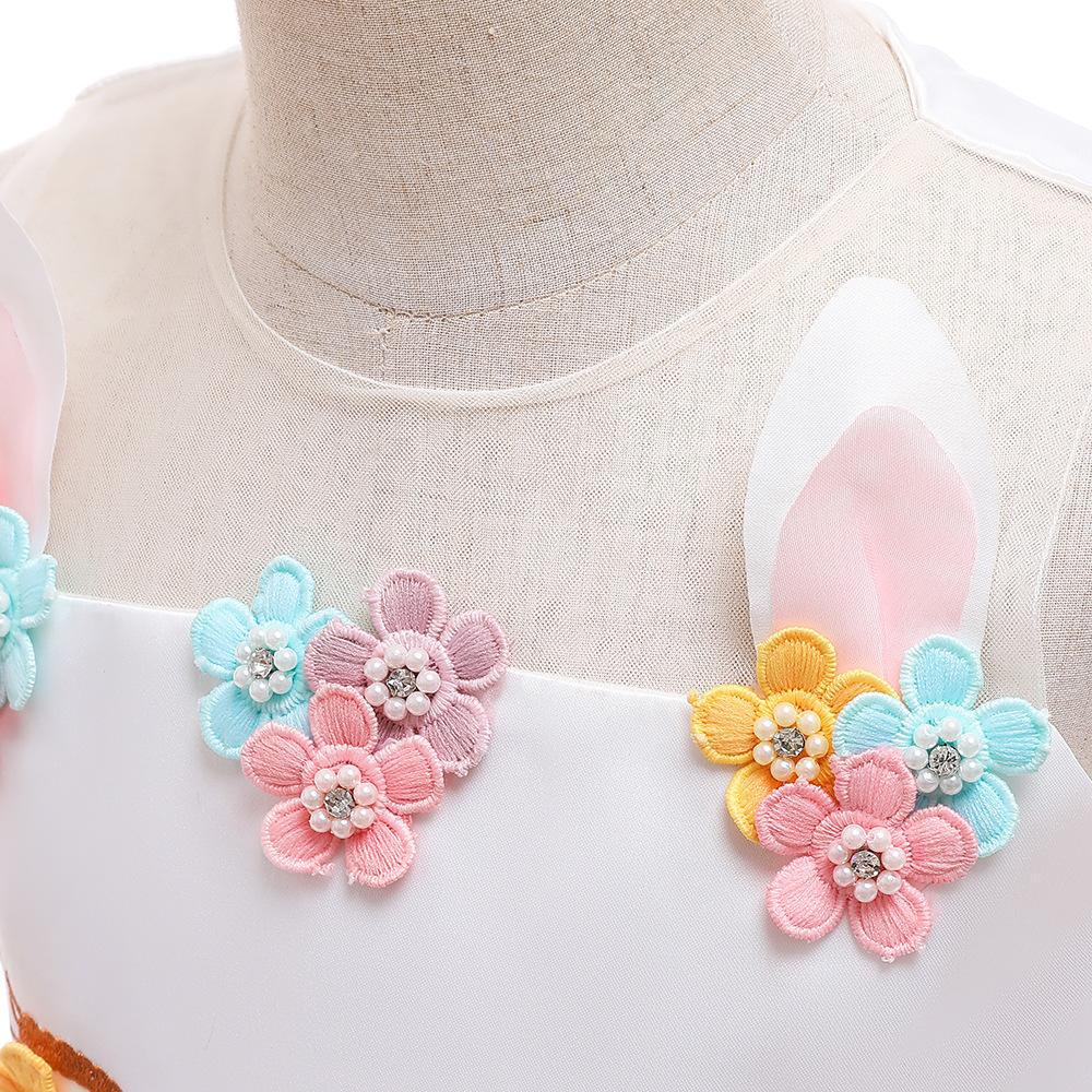 Rochie Unicorn Curcubeu din Plasă pentru Fete: Costum de Performanță pentru Festival