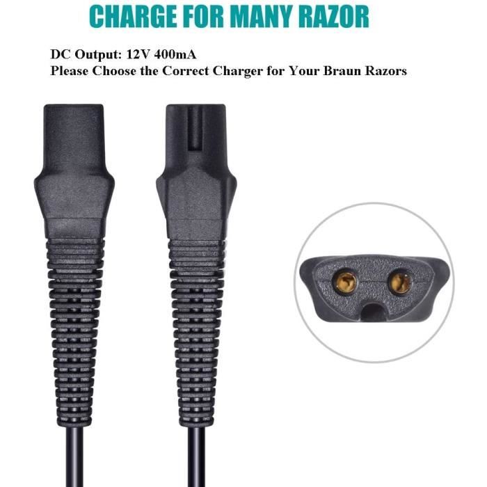 SoulBay 12V Charger for Braun Shaver Series 9 7 3 5 1 3000s 3040s 340s 390cc 5190cc 790cc 9290cc Shaver Charging Cable Powers