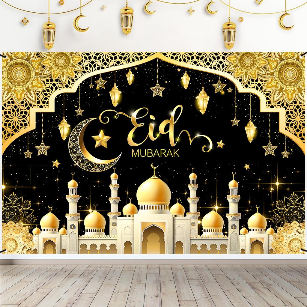Eid Mubarak Background Ramadan Kareem Backdrop Islamic Muslim Party Supplies Eid Al-fitr Gifts Ramadan Decoration For Home 2026