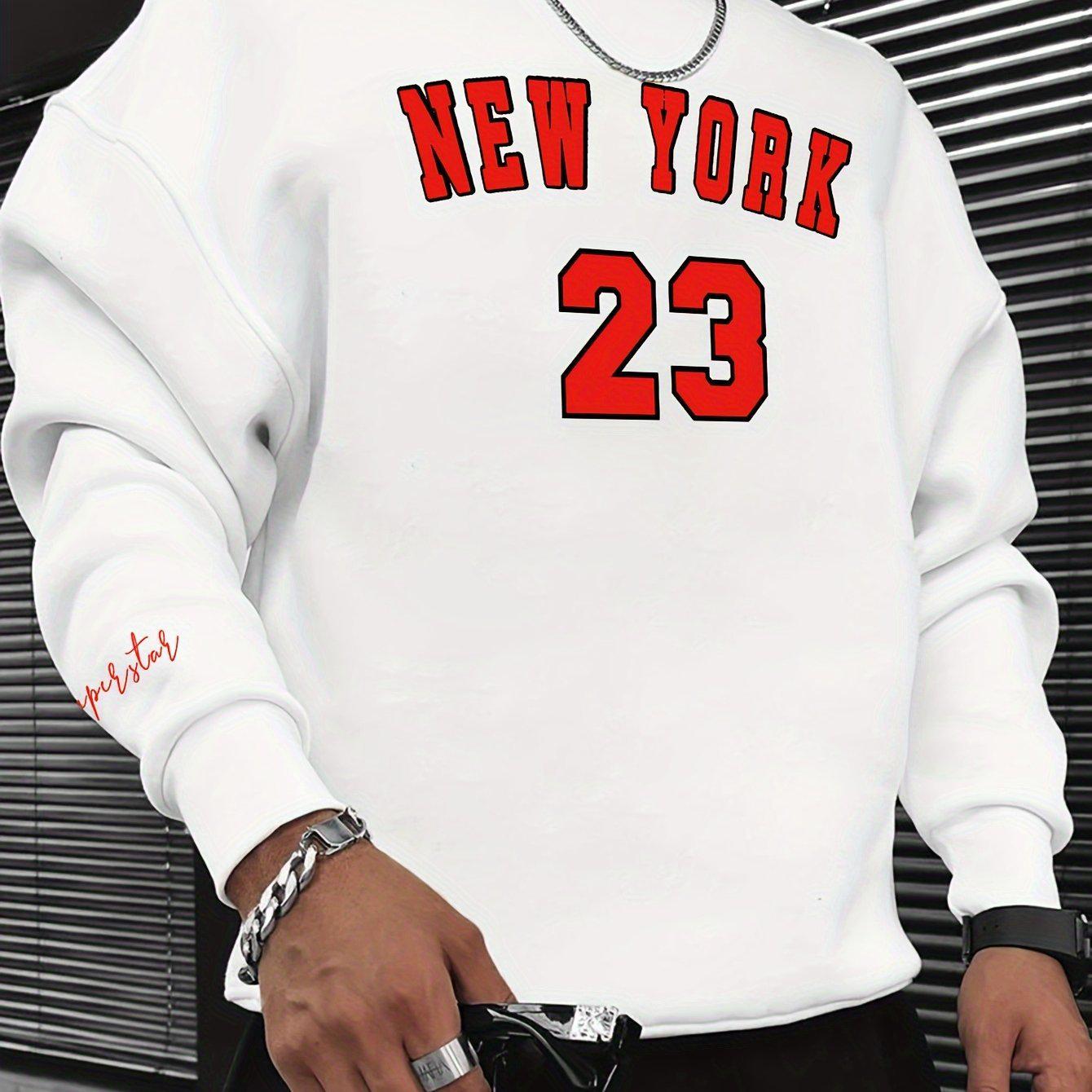 

Men s Fashion Trend Casual Long Sleeve Round Neck Pullover Hoodie with Velvet Print for Winter M