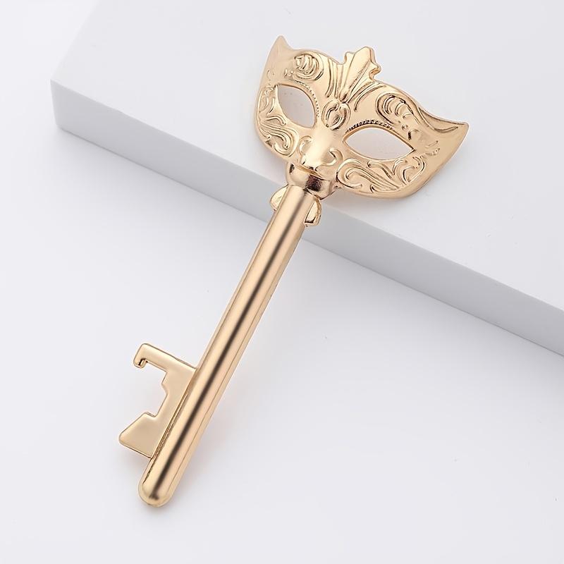 1 ks Elegantní maškarní klíč otvírák na láhve - Kovový otvírák na pivo pro svatbu, narozeniny, Vánoce, Valentýna, Absolventské dárky