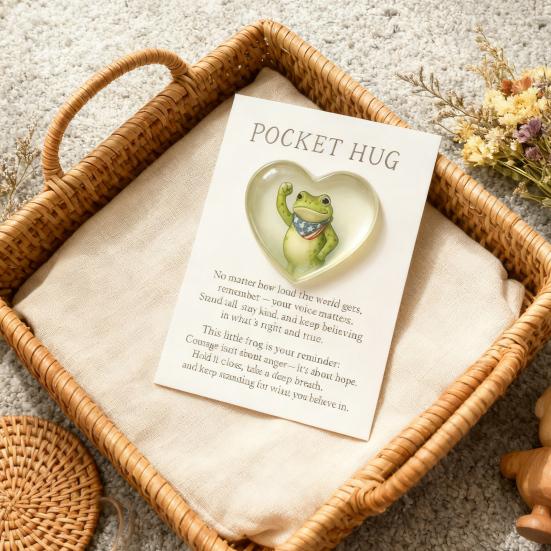 Frog Pocket Hug with Gift Card Frog Again The Machine Protest Pocket Hug Token Emotional Support Frog Inspirational