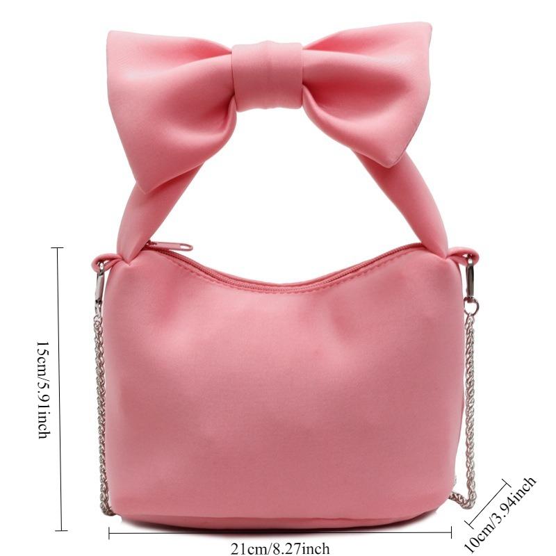 

1pcs Women s Bowknot Handbag Fashion Minimalist Cloud Bag Small Top Handle Purse with Chain Strap 21x10x15cm розовый