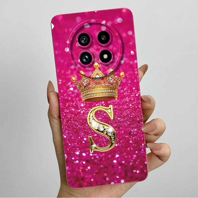 Liquid Silicone Crown Letter Phone Case For Realme 13 Pro Plus 13Pro 13ProPlus 5G Shockproof Camera Lens Protect Soft Back Cover