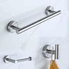 Silver Black Robe Hook Towel Rails Bar Rack Shelf Tissue Paper Holder Stainless Steel Bathroom Hardware Set Drill Accessories
