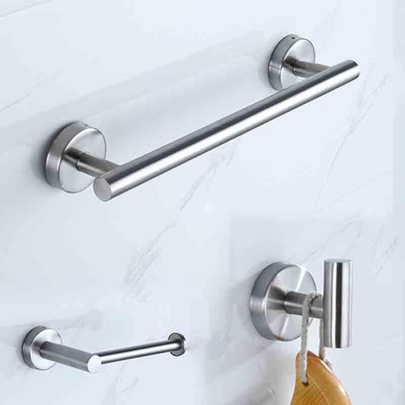 Silver Black Robe Hook Towel Rails Bar Rack Shelf Tissue Paper Holder Stainless Steel Bathroom Hardware Set Drill Accessories