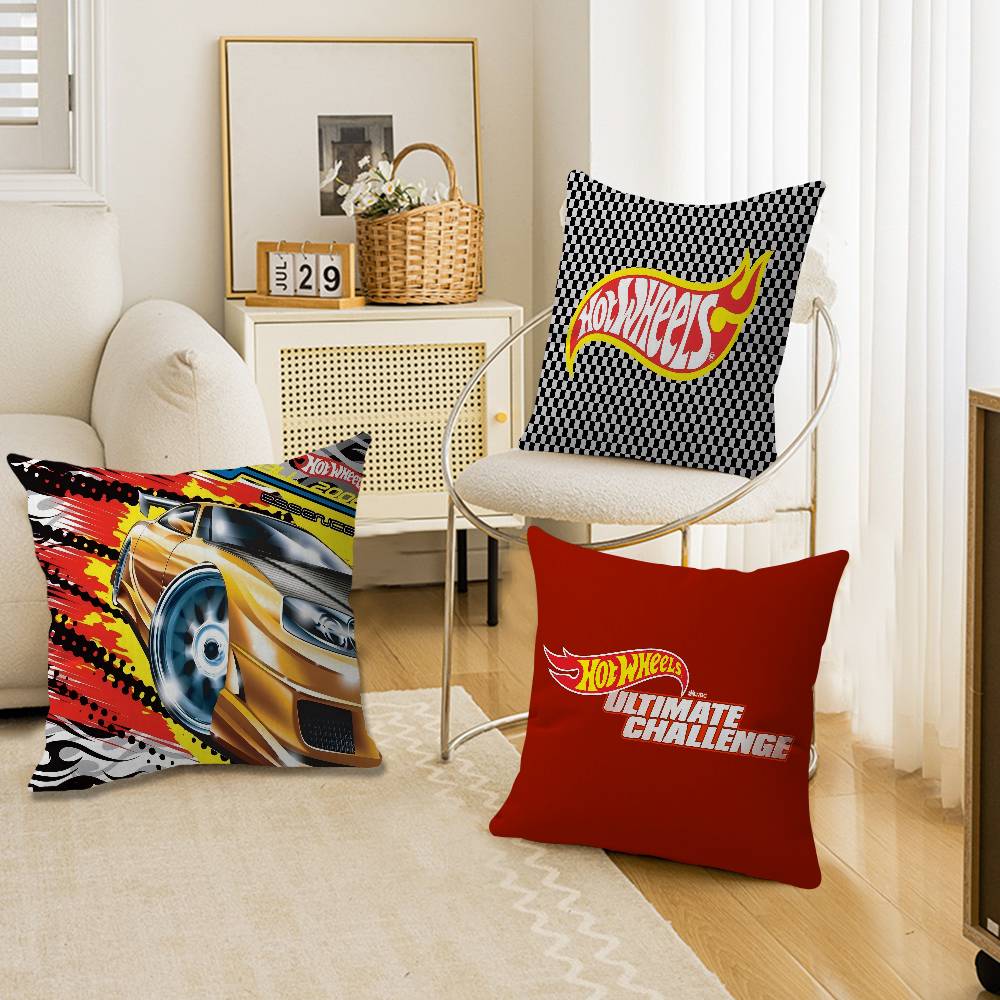 Fine Glasses Unisex H-Hot W-Wheels Office Cushion Pillowcase Car Cushion Cover45x45cm Lumbar Pillowcase Sofa Pillowcover