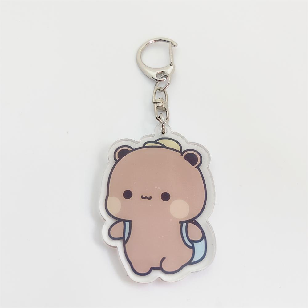 Cute  La bubuDudu Keychain Figure Couple Baby Grey Bear White Panda Key Chain Car Ring Jewelry Gifts Bag Pendant Accessories