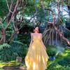Tropical Yellow Long Dress With Backless Design For Beach Vacation Womens Resort Wear