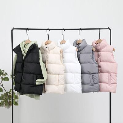 Down Cotton Vest Women's Short New Student Autumn and Winter Vest Casual Vest Outside Bread Clothes Vest Tide