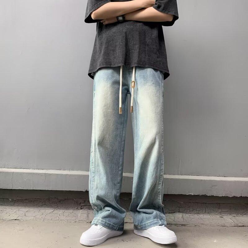 

JYL Mens Jeans Graffiti Ripped Summer Trendy Straight Loose Flared Denim Pants XL безодня