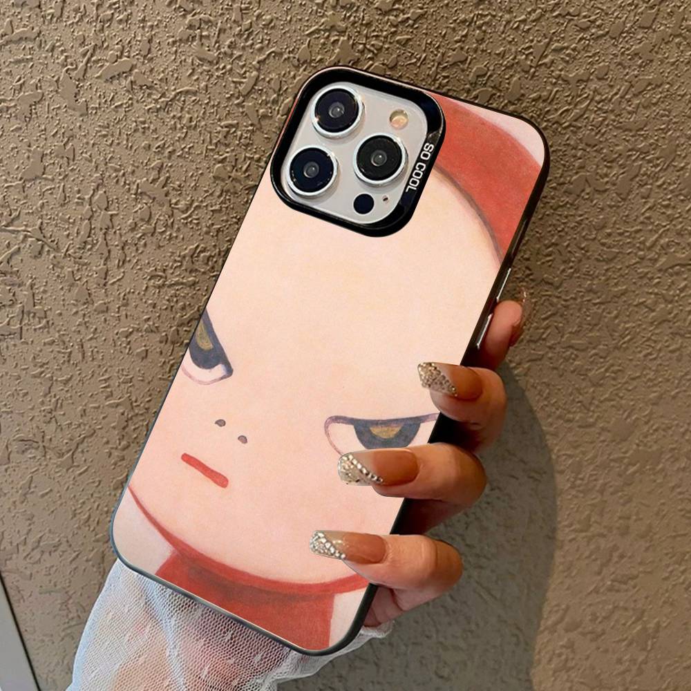 Contemporary Art Yoshitomo Nara Phone Case Color Silver Shell For LPhone 17 16 16e 15 14 13 12 11 Pro Max Plus