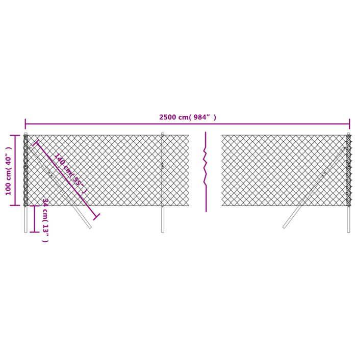 VidaXL Clôture en Mailles de Chaîne, Panneau de Clôture Décoratif, Clôture à Mailles, Barrière de Protection Jardin Patio 153913