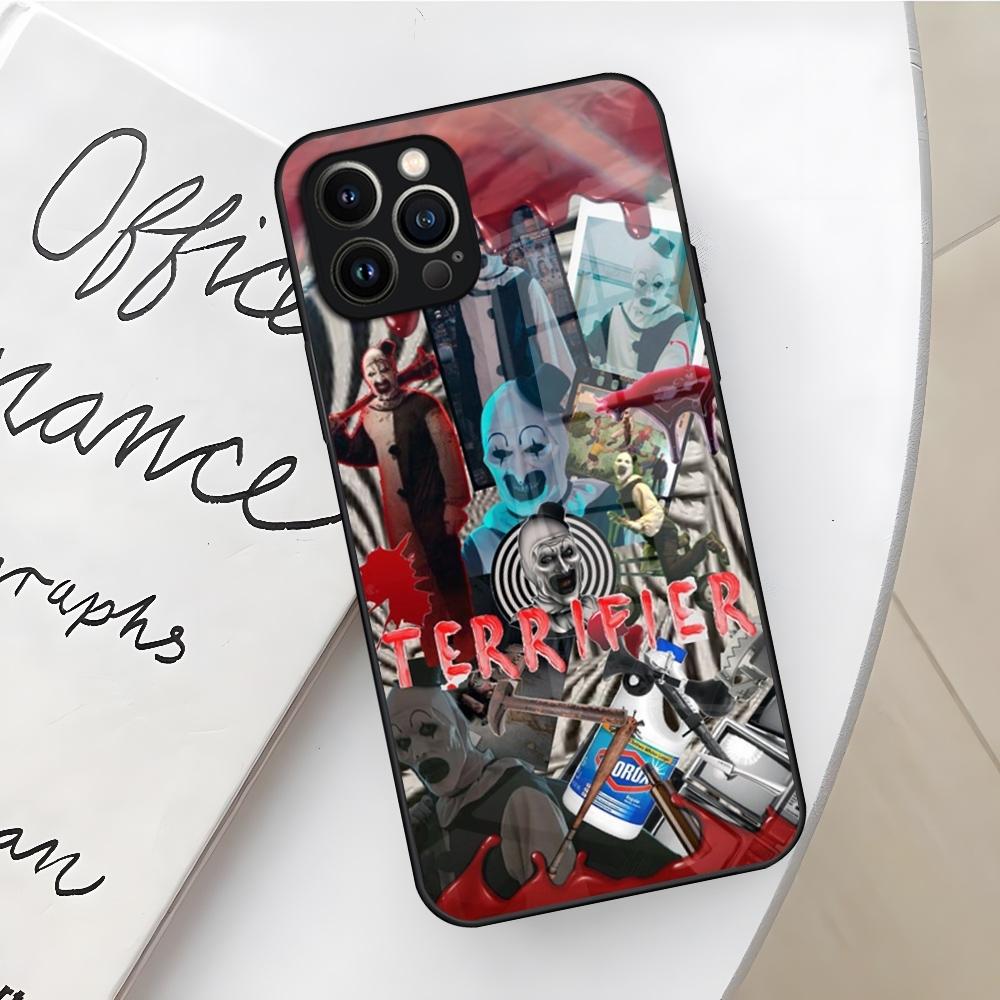 

Horror Movie Terrifier Phone Case for Iphone 16 15 14 12 11 13 Pro Max Mini X Xr Xs Se 8 Puls glass Cover iPhone14