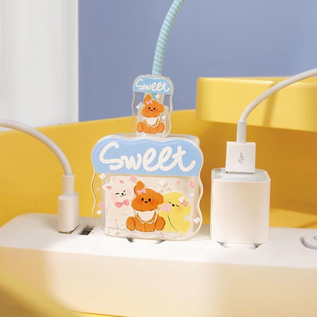 For iPhone 18W 20W Charger Protective Cover Cartoon Cute Little Things Case Compatible For iPhone 14 13 12 11 Pro Max XR XS X Data Cable Protector