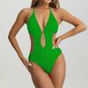 Women One Piece Swimsuit Neck with Cutout Design and Adjustable Back Tie for Beach Pool Wear