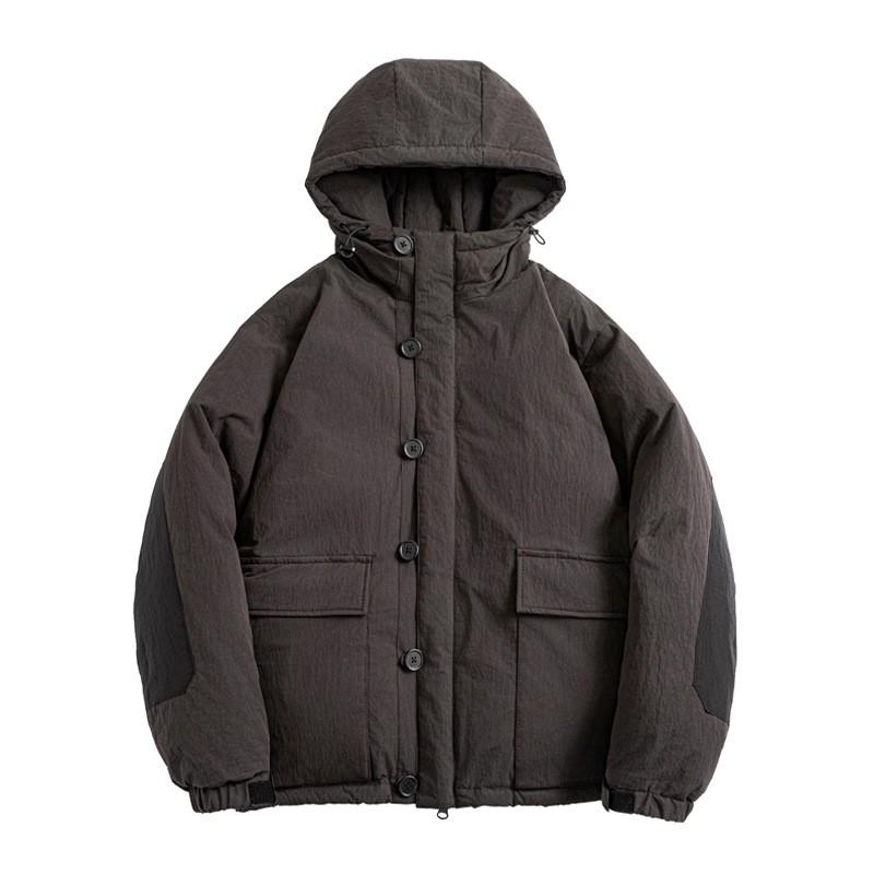 Mens Retro Japanese Style Stand Collar Hooded Cotton Coat Winter Loose Warm Casual Couple Outerwear