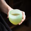 Ru Qing Jade Porcelain-Ru Yi Cup Cha Wan 150ml Chinese Kungfu Glass Tea Cup Light Green Large Single Tea Bowl for Cha Hai