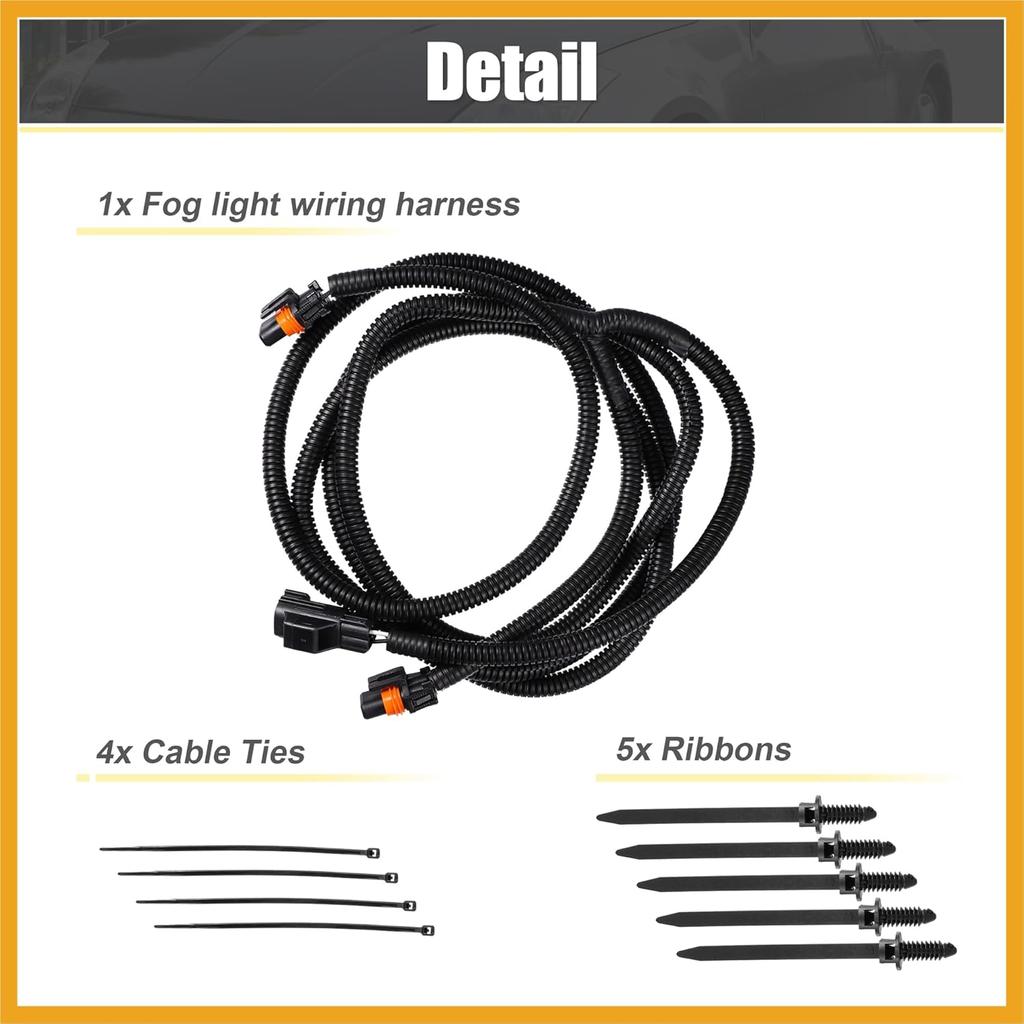 Fog Light Wiring Harness Kit 56045501AC for Dodge for Ram 1500 2500 3500 4500 5500 Truck 2002-2008 Left Right Side Replacement