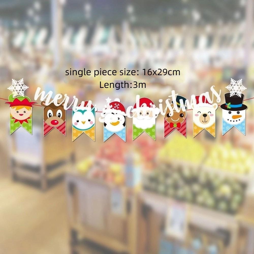 Paper Christmas Flag Christmas Theme Background Wall Xmas Hanging Ornament DIY Santa Claus Hanging Bunting Shopping Mall Decor
