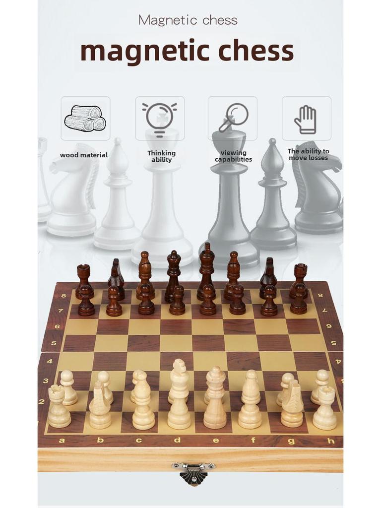 High-Quality Wooden Folding Chess Set for Students and Children