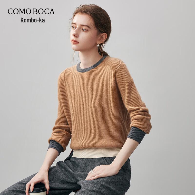Kemengboka Women's 2025 Autumn/Winter Color Block Cashmere Sweater