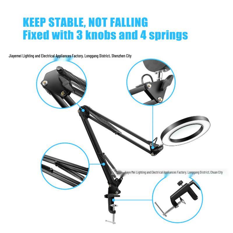 LED Clip-on Desk Lamp with Magnifying Glass for Beauty, Nail Art, Embroidery, Repair, and Tattoo Work