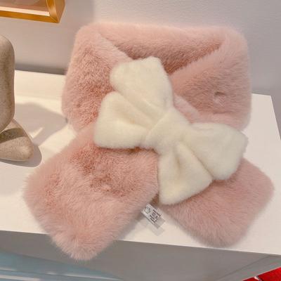 Bow Thick Plush Neck Women's Winter Ultra Warm Scarf