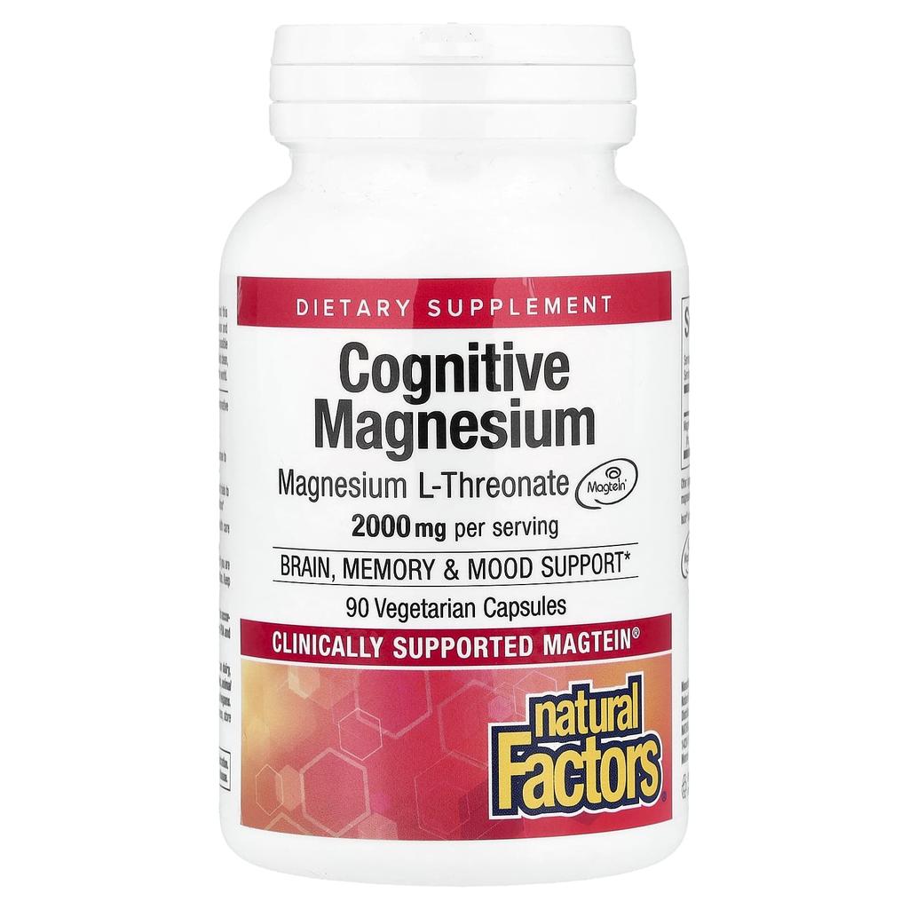 Natural Factors, Cognitive Magnesium, Veggie Capsules, 90 Capsules (48 mg per capsule)