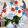 Glitter Star Picks Foam Sparkly Sticks Patriotic Star Picks Memorial Day Star Hanging Ornaments Independence Day Decoration