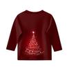 Christmas Day Print Tops For Youth Girls 4-11 Years Round Neck 3/4 Sleeves T-Shirts Trendy Tops Outfit Tees