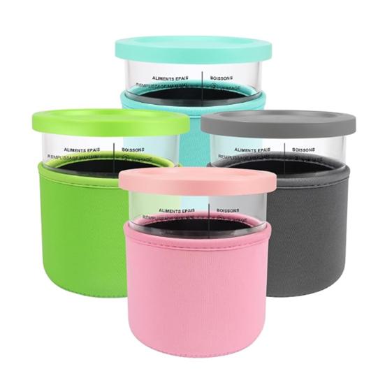 4Pcs Ice Cream Cup Sleeves for Ninja NC501 Pints Reusable Neoprene Sleeves Prevent Condensation Non-slip 16/24Oz Cup Cover Accessories for Ice