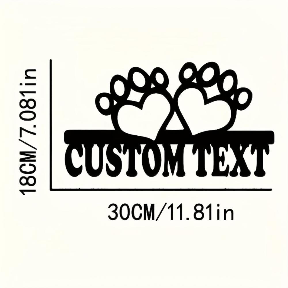 Metal Wall Art Custom Pet Name Heart Paw Print Home Decor Gift