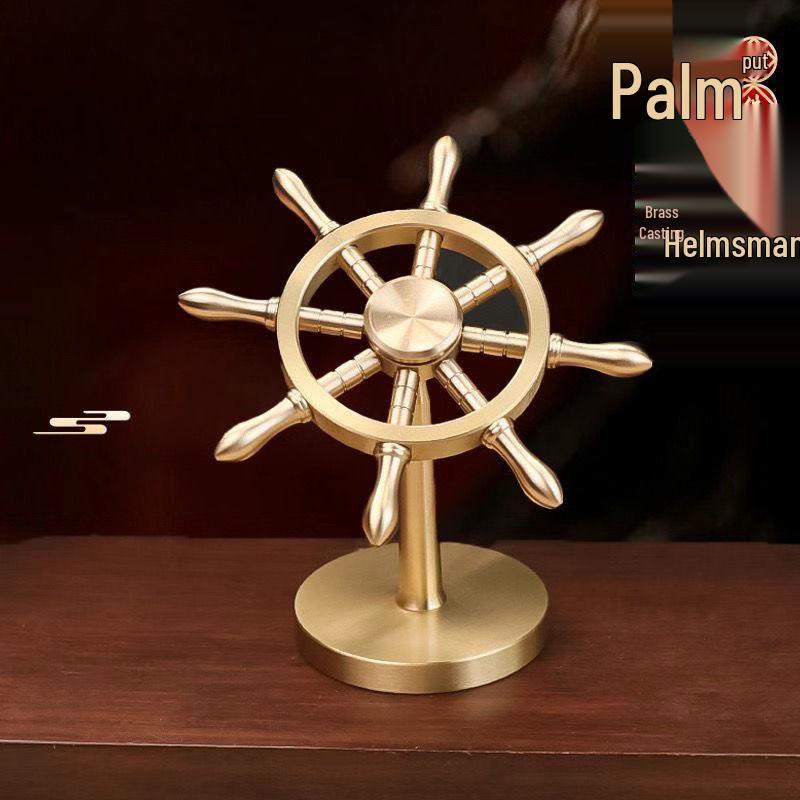 Messing-Steuerrad-Schreibtischornament für den Steuermann - reibungslose Fahrt Dekompression Drehendes Ruder