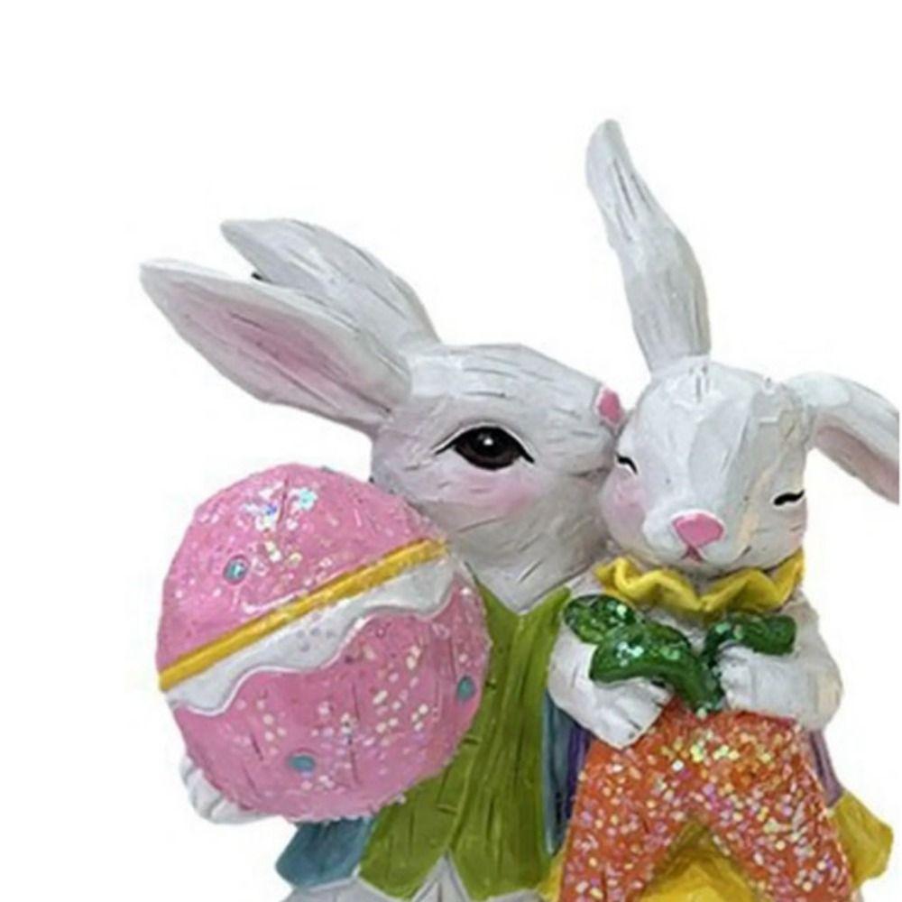 Resin Crafts Easter Bunny Figurine Cute Rabbit Desktop Ornament  Outdoor Garden Lawn