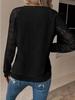 2024 European & American Patchwork Lace Sleeve Pullover: Casual Autumn Loose Fit Long Sleeve Solid Color Women's Top