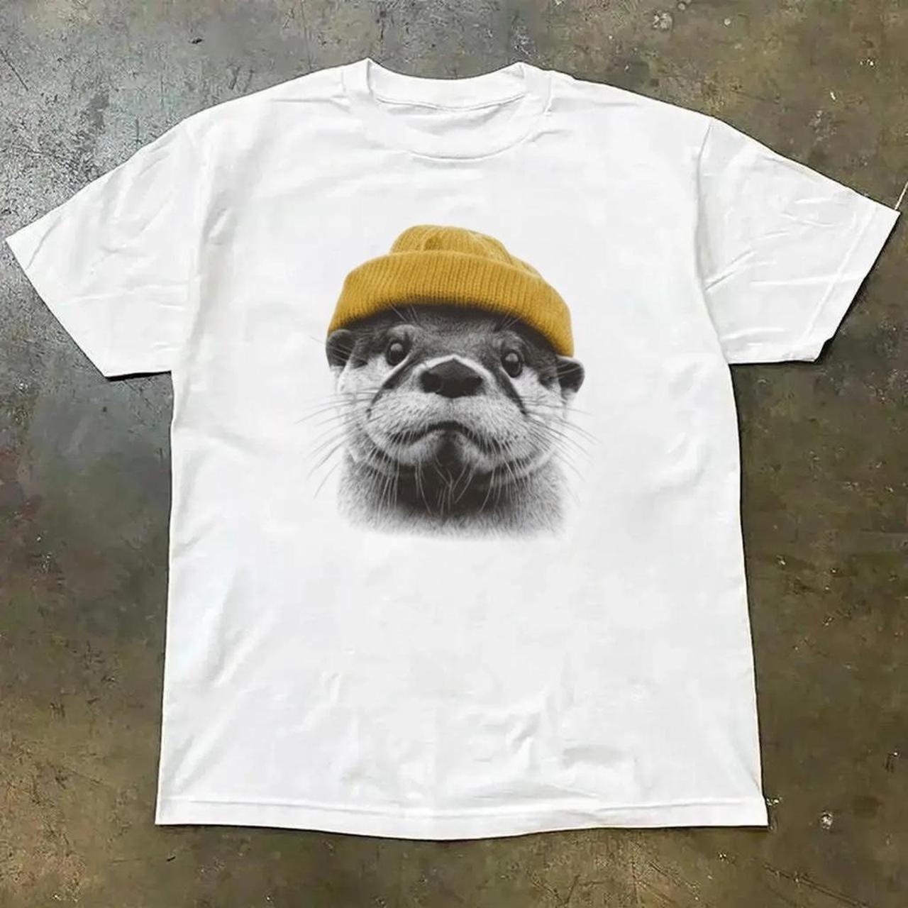 Funny Otter Wearing Beanie Cute Sea T-Shirt S-5XL Unisex XXXXL