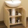 Suspended Under-Sink Bathroom Cabinet with 2 Doors and 2 Shelves in Wood, Natural Color