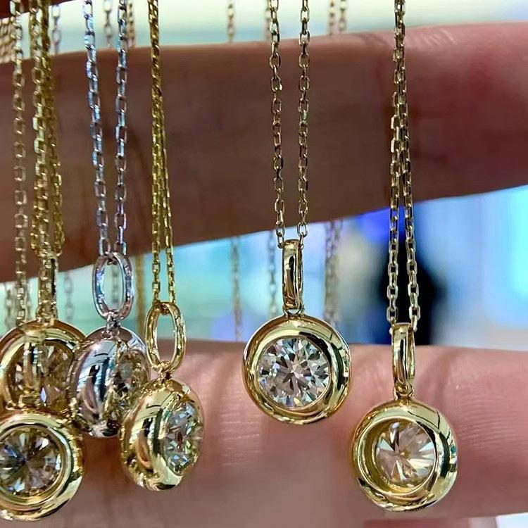 Light Luxury Simple 1 Carat Bubble Diamond Pendant Inlaid With Eight Hearts And Eight Arrows High Carbon Diamond Small Round Diamond Necklace Women