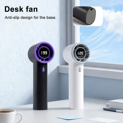Przenośny Mały Wentylator Ładowanie przez USB Wyświetlacz LCD Silnik Bezszczotkowy Wysokiej Prędkości Cyfrowy Ekran Wyświetlacza Mini Ręczny Wentylator Chłodzący