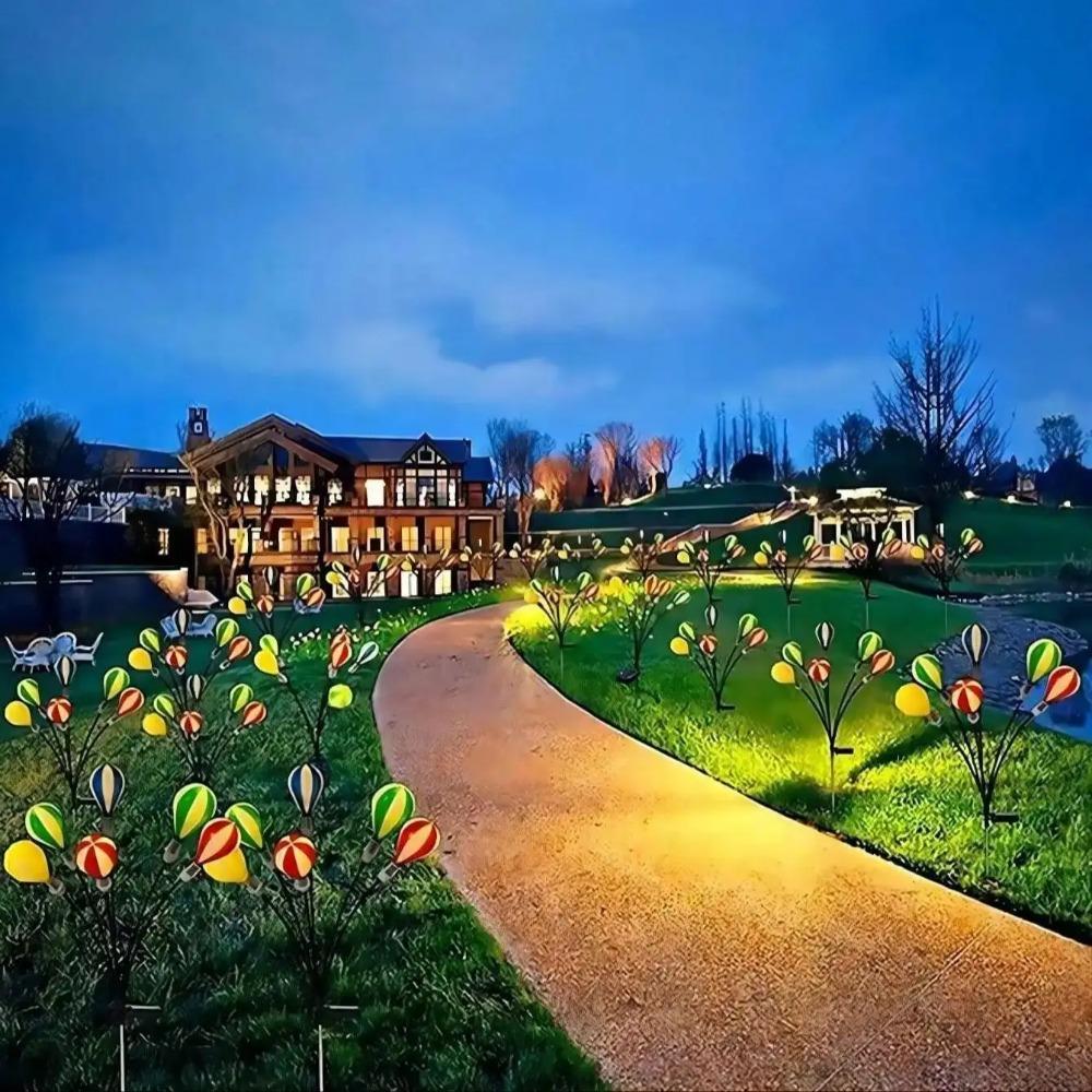6LED Solarlicht Heißluftballon Rasenstecker Außenhof Garten Outdoor Camping Windschaukel Licht Festliche Atmosphäre dekorative Lichter