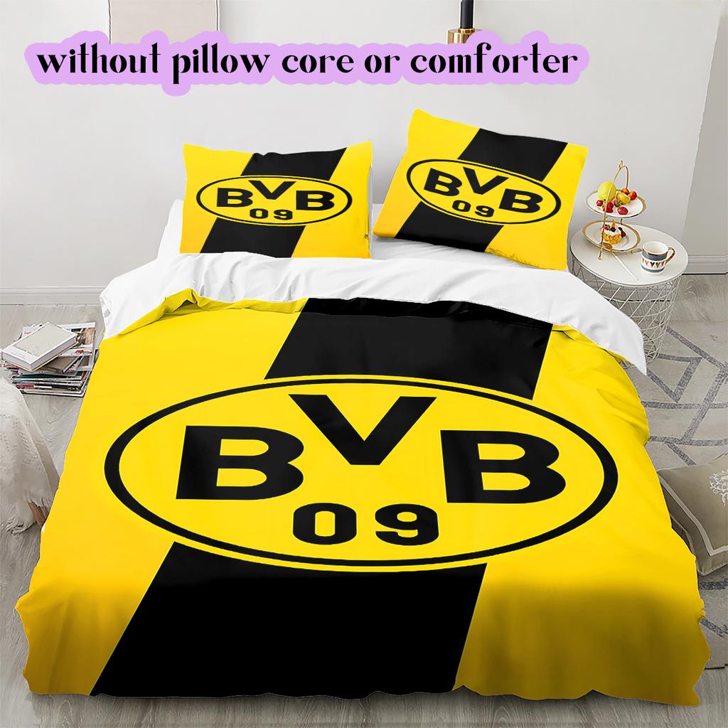 football Logo Pattern Bedding Quilt Set Quilt Cover Pillowcase Home Decoration Birthday Gift (1*duvet cover+ 2*pillowcase, without core)
