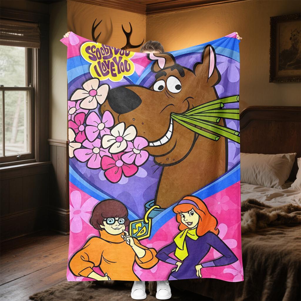 Scoobydoo Love Plush Blanket Soft Comfortable All Seasons Suitable Sofa Office Nap Travel Festive Gift