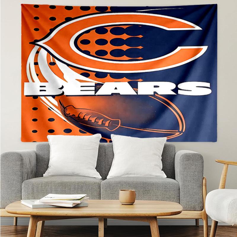 Chicago Bears logo Tapestry for Bedroom Aesthetic Classroom Tapestries Wall Hanging for Living Room Dorm Office,Ideal Creative Gift