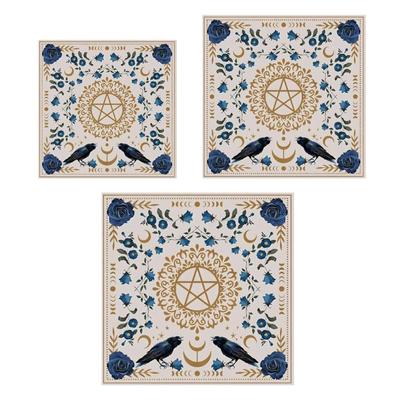 Tapete de adivinhação de pêndulo quadrado, toalha de mesa para altar, jogo de tabuleiro, tapete para cartas, toalha de mesa rúnica, tapete para jogo de tabuleiro metafísico