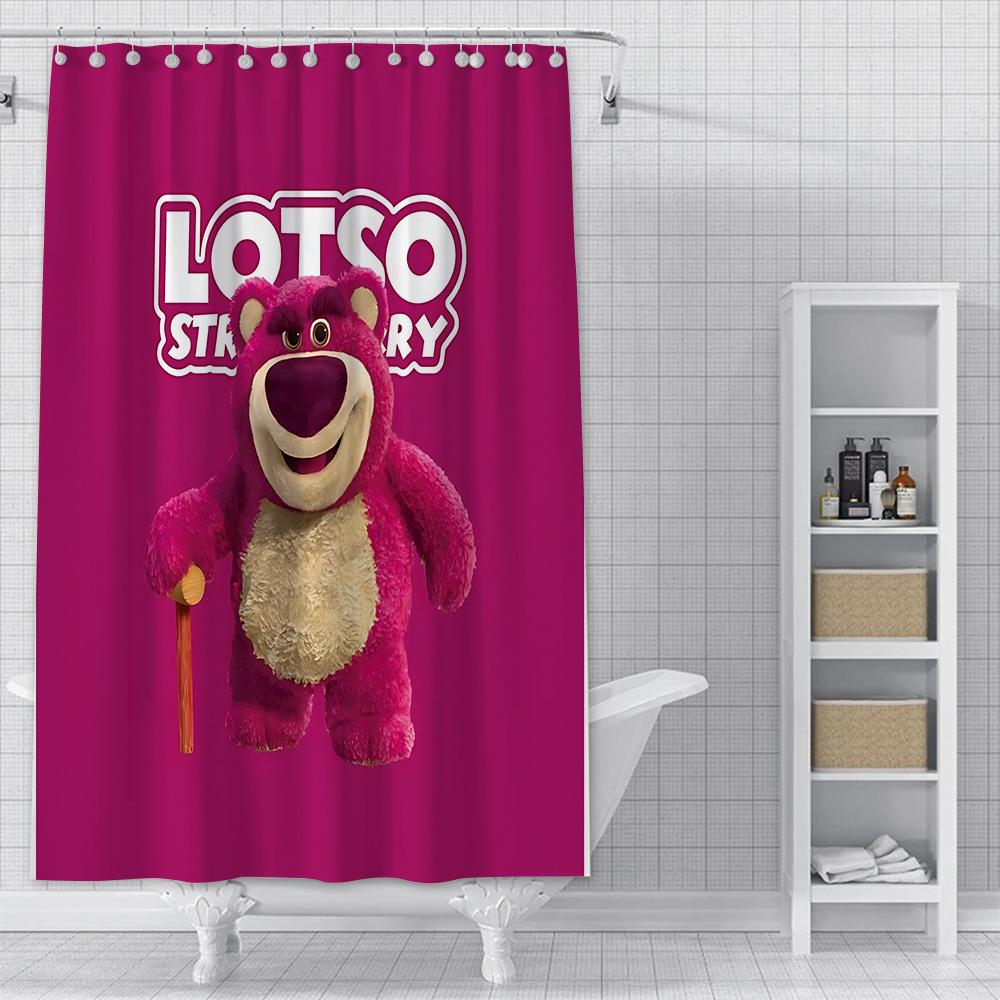 Shower Cute Pink Lotso Curtain Waterproof Polyester Fabric Paint Colorful Bath Curtains Home Bathroom Decor With Hook